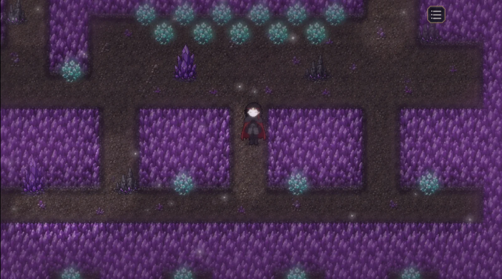 Purple crystal cave in Nameless Knight